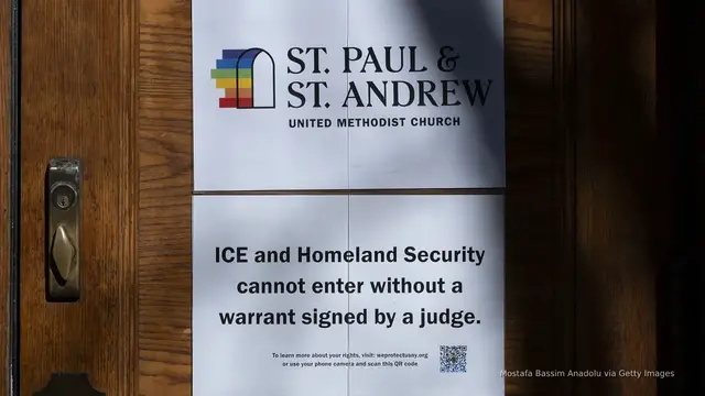 'Video thumbnail for Federal judge denies request to block ICE operations at houses of worship'