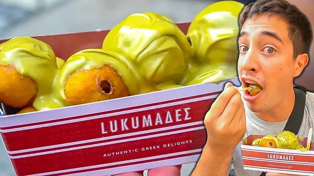 'Video thumbnail for 15 Greek STREET FOODS in Athens, Greece!! LOUKOUMADES, SOUVLAKI, GYRO + BBQ LAMB CHOPS!!'