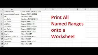 'Video thumbnail for Print all Named Ranges onto a Worksheet - Quick Excel Tip'
