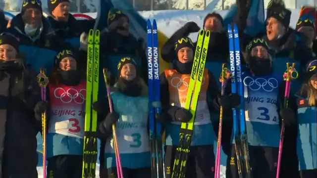 'Video thumbnail for Beijing Olympics Quick Highlights - Sweden Women Team Wins Biathlon Gold'