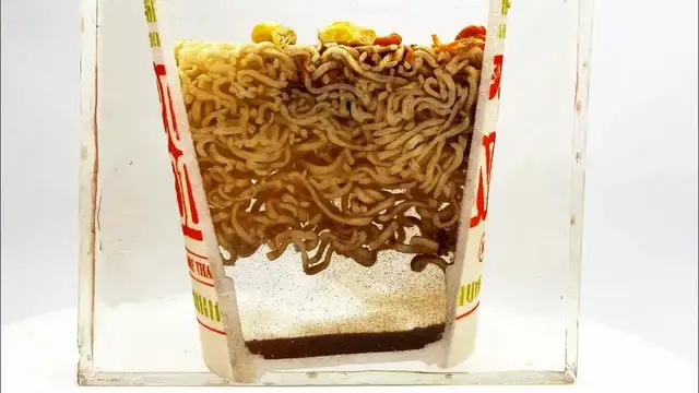 'Video thumbnail for Nissin Cup Noodles Resin Art: Preserving Food with a Water Jet Cutter'