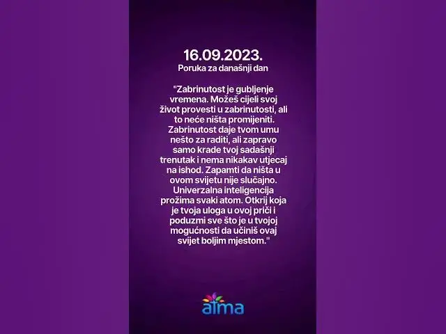 'Video thumbnail for ATMA Poruka za današnji dan 16.09.2023. #inspiracija #porukadana #mudrost #motivacija'