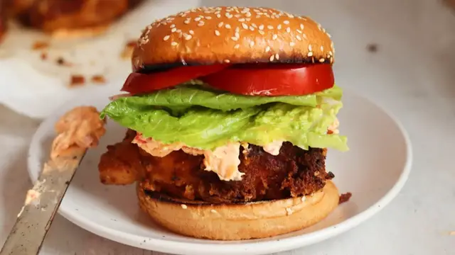 'Video thumbnail for Spicy Pimento Cheese-Stuffed Chicken Sandwich Recipe'