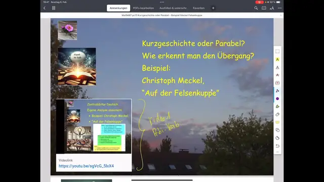 'Video thumbnail for Kurzgeschichte oder Parabel? Wie erkennt man den Übergang, Beispiel Meckel, "Auf der Felsenkuppe"'