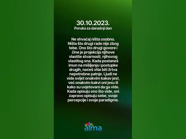 'Video thumbnail for ATMA Poruka za današnji dan 30.10.2023. #inspiracija #porukadana #mudrost  #motivacija'