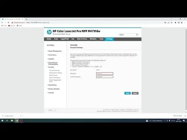 'Video thumbnail for How to set up admin password on Hp Color LaserJet Pro / Enable password for settings on Hp LaserJet'