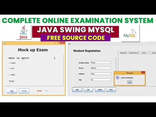 'Video thumbnail for Complete online examination system project Java Swing + MySQL | Free Source Code!'