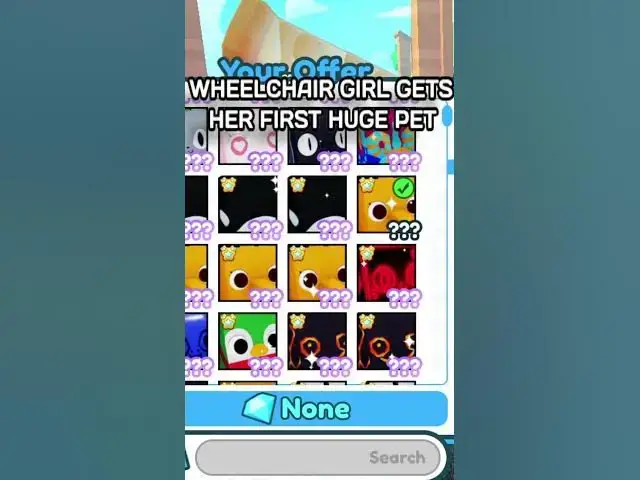 'Video thumbnail for WHEELCHAIR Girl gets her FIRST Huge Pet in Pet Simulator X #shorts'