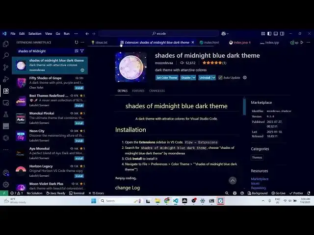 'Video thumbnail for VSCode IDE Editor Shades of Midnight Blue Theme Example Video'
