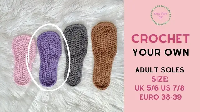 'Video thumbnail for How to Crochet Soles Adult Size 5-6, US 7-8, Euro 38-39'