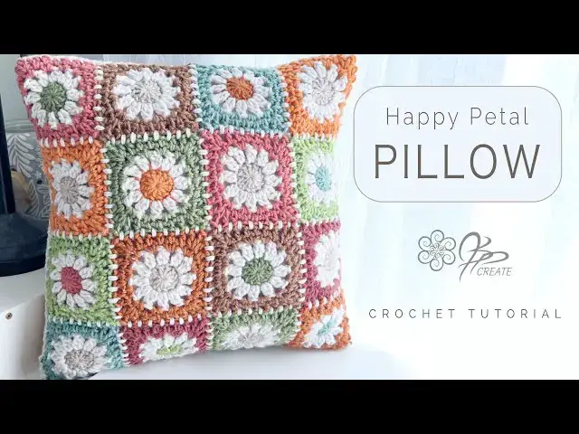'Video thumbnail for DIY Crochet Happy Petal Pillow Top – Brighten Your Space with Style!'