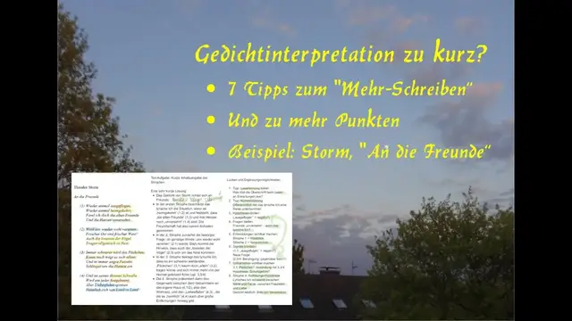 'Video thumbnail for Gedichtinterpretation zu kurz? Diese 7 Tipps helfen beim "mehr schreiben" und sorgen für mehr Punkte'