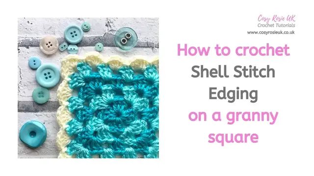 'Video thumbnail for How To Crochet a Shell Stitched Edging on a Granny Square'