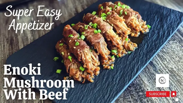 'Video thumbnail for Japanese-Style Enoki Mushroom Rolls with beef - Super Easy to make'