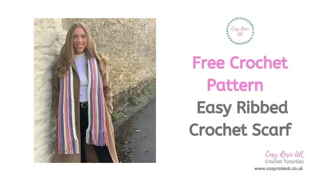 'Video thumbnail for How to crochet an easy ribbed scarf'