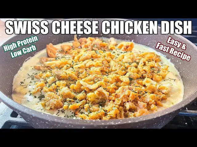 'Video thumbnail for CREAMY SWISS CHEESE CHICKEN Low Carb High Protein Dish'