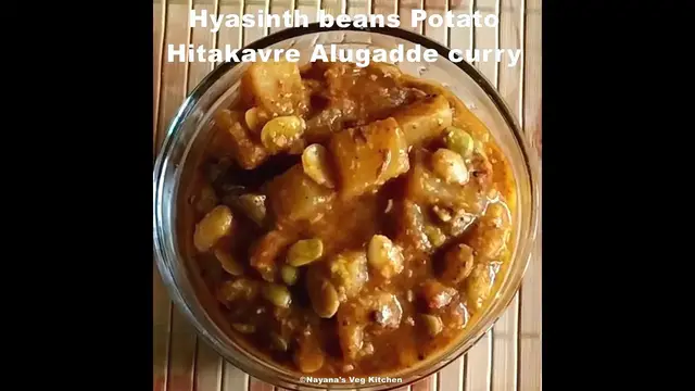 'Video thumbnail for Hyacinth beans/Surti papdi potato curry recipe. Hitakavarekalu Aloogedde palya. पावटा बटाटा रस भाजी.'