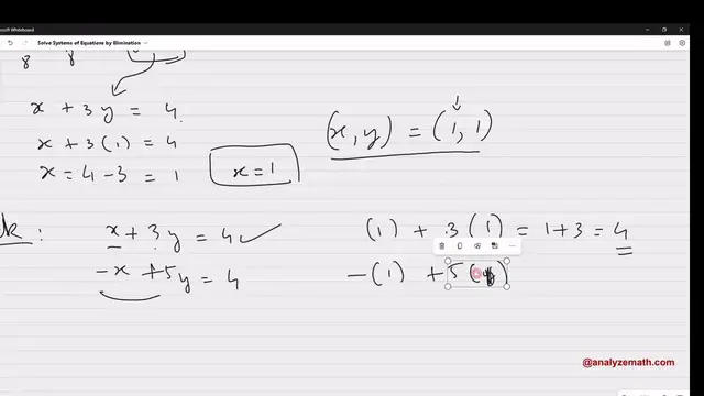 'Video thumbnail for Solve 2 by 2 System of Equations by Elimination'