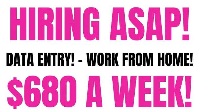 'Video thumbnail for Hiring Asap! Non Phone Work From Home Job | Data Entry Specialist | $680 A Week | Work At Home Job'