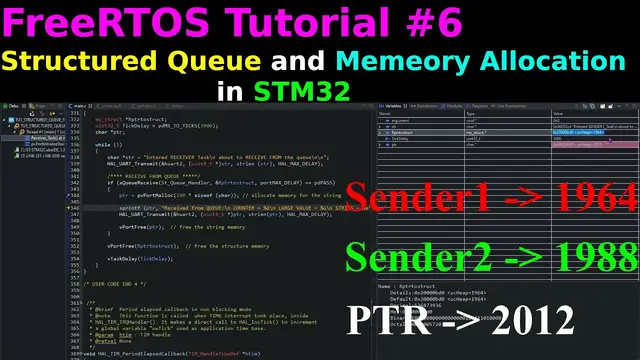 'Video thumbnail for FreeRTOS Tutorial 6 || Structured Queue || Memory Allocation || STM32'