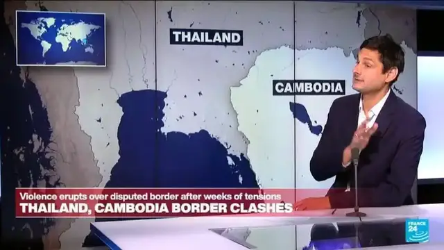 'Video thumbnail for At least 11 civilians killed as Thai, Cambodian border tensions spiral'