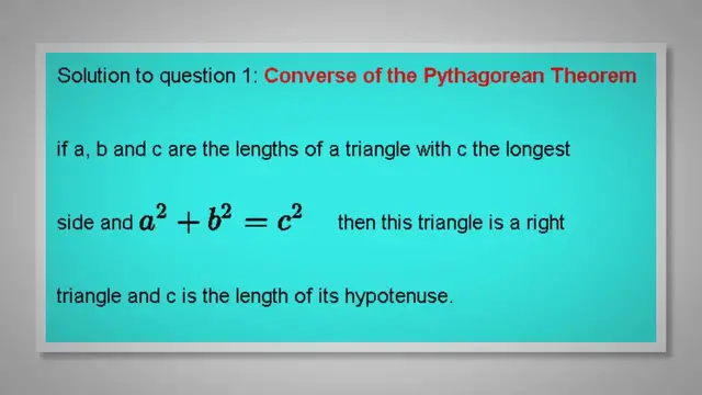 'Video thumbnail for The Converse of the Pythagorean Theorem'