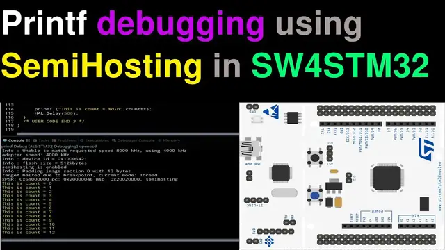 'Video thumbnail for Printf Debugging using Semihosting in STM32 || SW4STM || Live variable change'