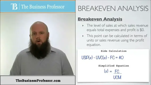 'Video thumbnail for Break Even (Cost Volume Profit Analysis) - Accounting'