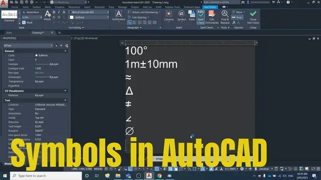 'Video thumbnail for How to insert symbols into AutoCAD (degree, plus/minus, diameter, and more)'