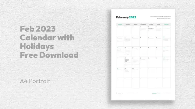 'Video thumbnail for Feb 2023 Calendar with Holidays Free Download'