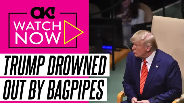 'Video thumbnail for Donald Trump Mocked After President Gets 'Drowned Out' by Bagpipes During Press Briefing in Scotland: Watch'