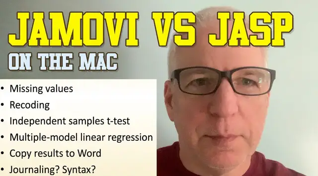 'Video thumbnail for Jamovi vs JASP: Free Mac Statistics Software Shootout'