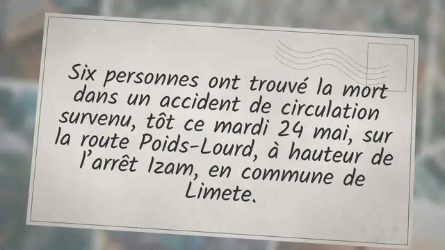 'Video thumbnail for 6 morts dans un accident de circulation à Limete'