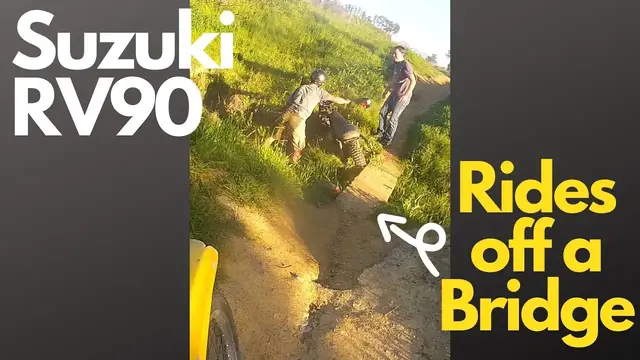 'Video thumbnail for Suzuki RV90 Rides Off a Bridge | 2-Stroke Classics Fun #Shorts'