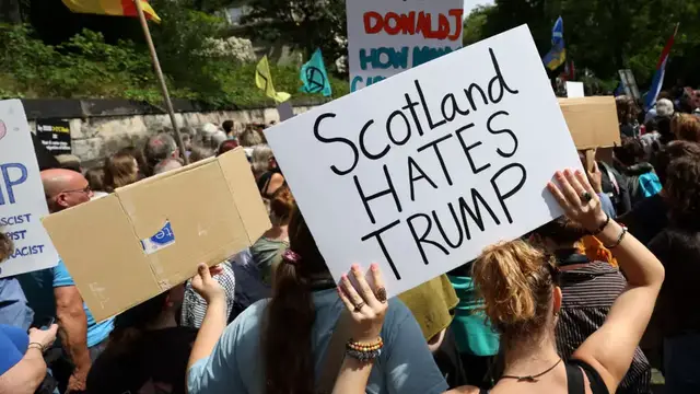 'Video thumbnail for Scotland: Protester take to the streets to decry Trump's visit'