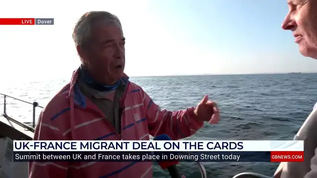 'Video thumbnail for Nigel Farage declares Britain is in 'peril' as Reform leader witnesses migrant boat crossing'