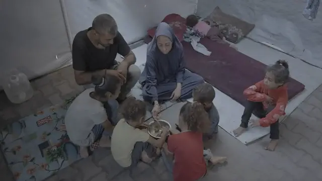 'Video thumbnail for A day in the life of a Palestinian family seeking food in Gaza'