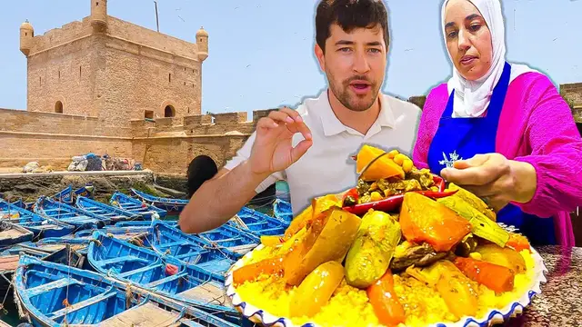 'Video thumbnail for Street Food in Essaouira  Moroccan Food So Nice They Named it Twice : COUSCOUS!'
