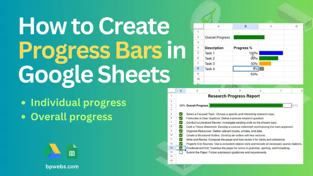 'Video thumbnail for How to create progress bars in Google Sheets'
