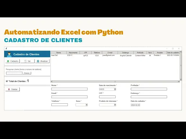 'Video thumbnail for Automatizando Excel com Python: Cadastro de Clientes em Python Parte#03'