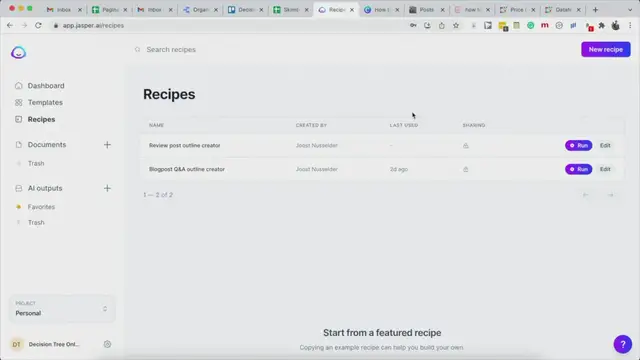 'Video thumbnail for Jasper.ai full blogpost outline creator'
