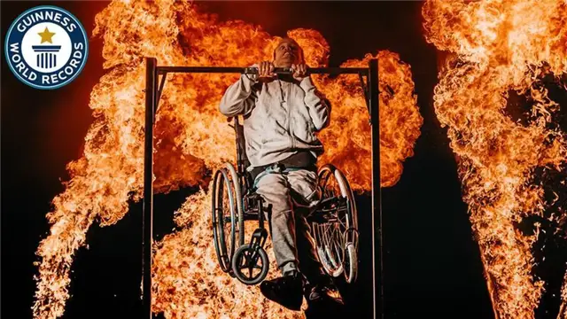 'Video thumbnail for Harald Riise breaks world record for most pull-ups in a wheelchair'