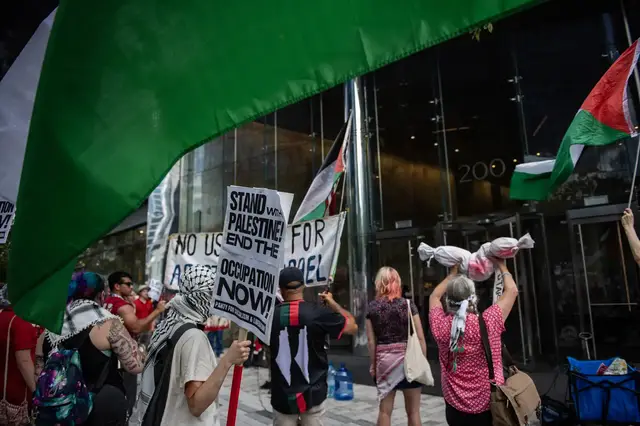'Video thumbnail for Anger over Israel’s man-made starvation: Protesters march from un through New York city'