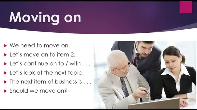 'Video thumbnail for Learning English Well:  Phrases for Business Meetings'
