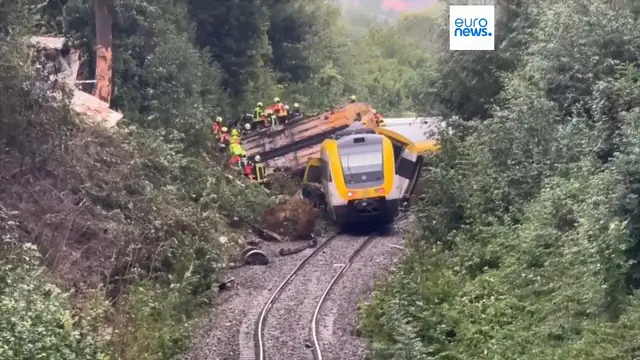 'Video thumbnail for German regional train derails, killing at least three people'