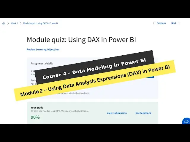 'Video thumbnail for data modeling in power bi coursera week 2 answers || theanswershome'