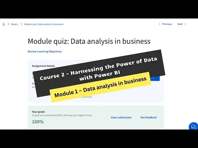 'Video thumbnail for harnessing the power of data with power bi coursera week 1 answers || theanswershome'