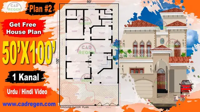 'Video thumbnail for New House plan 50 X 100 | New 3D Front Elevation [ plan #2 ]'