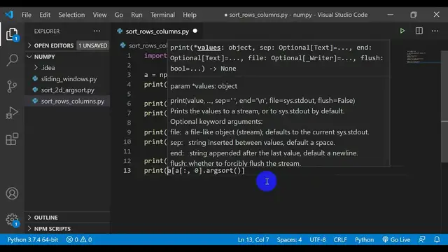 'Video thumbnail for Sort Numpy Arrays by Row and Column with numpy.argsort'