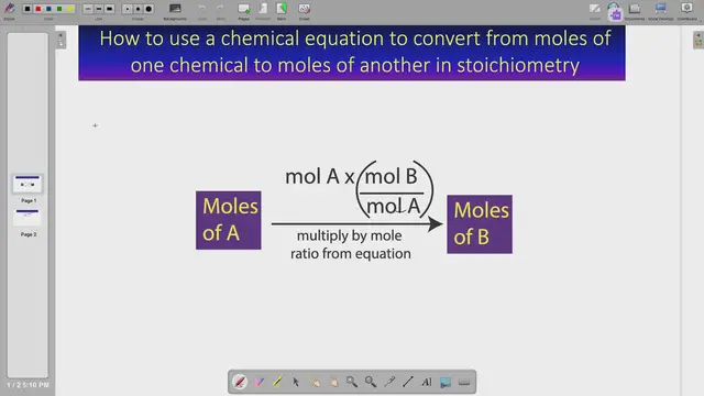 'Video thumbnail for How to use a balanced chemical equation to convert from moles of one chemical to moles of another'